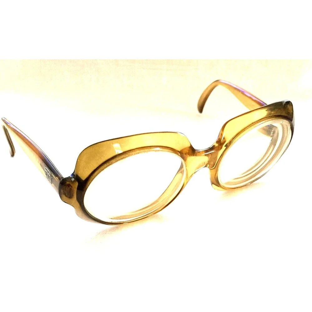 Vintage 70s Givenchy Oversize Eyeglass Frames UNICO Amber Brown Fade Austria